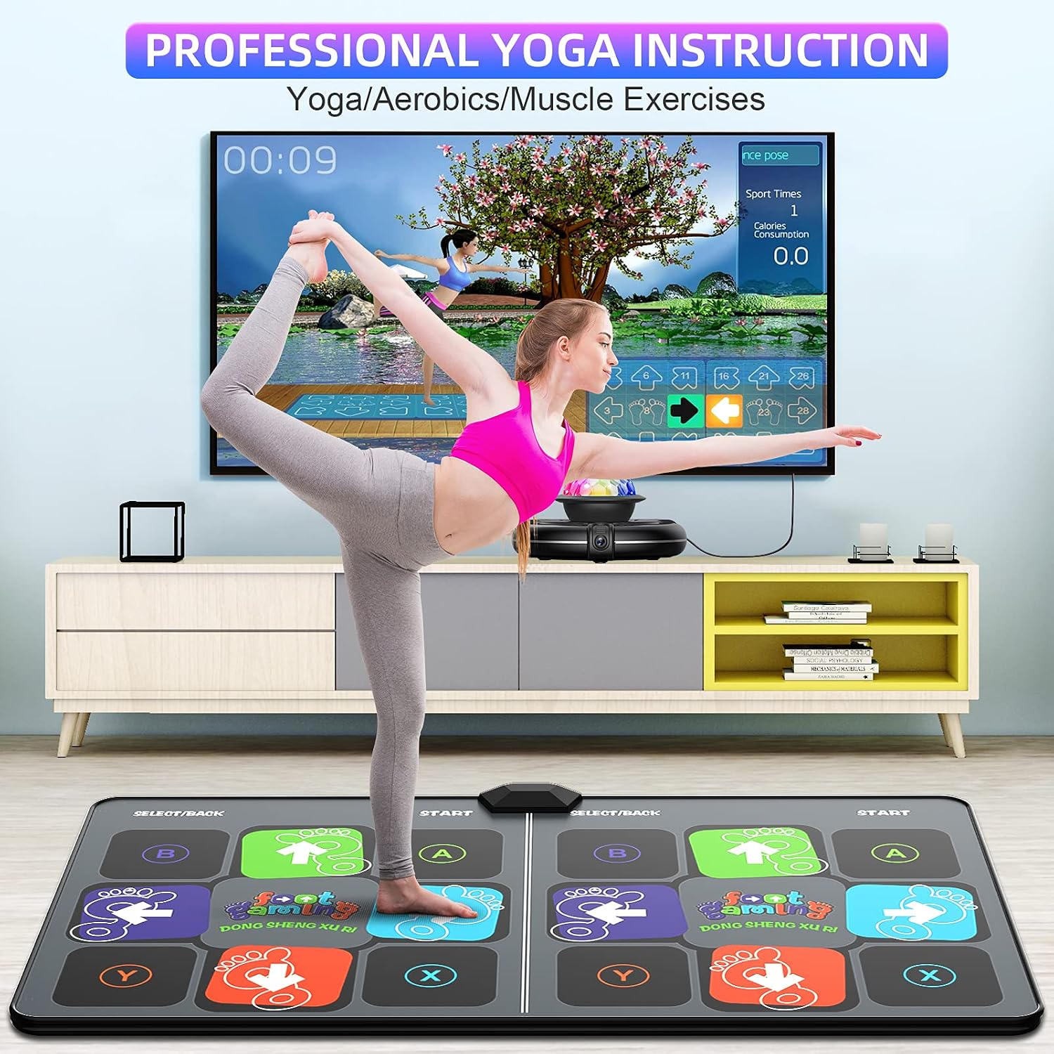 FWFX Dance Mat for TV Games - Wireless Musical Electronic Dance Pad for Kids & Adults, 2-Player Indoor Active Exercise Game for Family Parties, Birthday for Boys and Girls