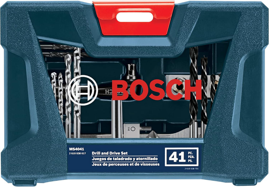 BOSCH CLPK22-120 12V Max Cordless 2-Tool 3/8 in. Drill/Driver and 1/4 in. Impact Driver Combo Kit with 2 Batteries, Charger and Case & Bosch MS4041 41-Piece Drill and Drive Bit Set
