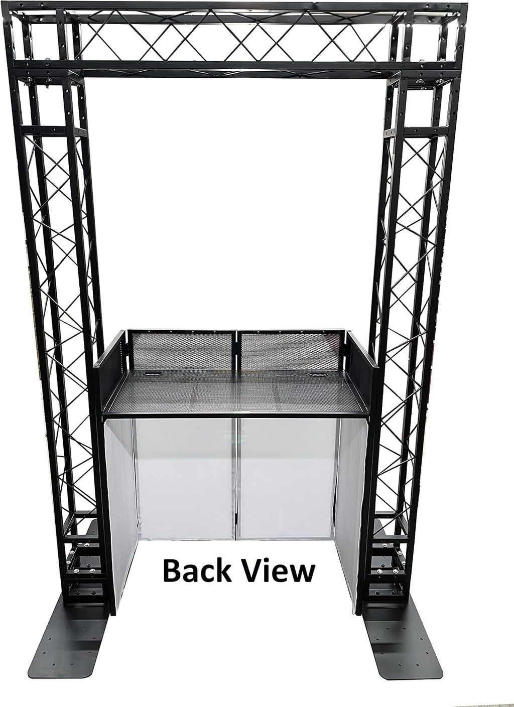Black Arch Truss Combo Kit 7.6 ft. Height 5 ft. Width+DJ Facade W/40'x20' table Heavy-Duty Truss and B/W DJ Facade All-In-One Combo Kit