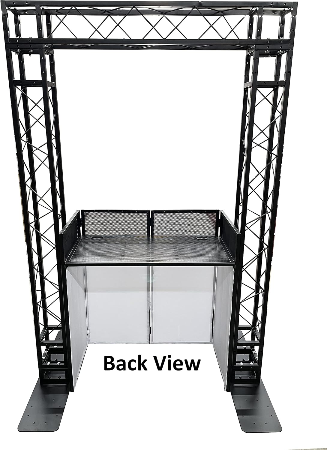 Black Arch Truss Combo Kit 7.6 ft. Height 5 ft. Width+DJ Facade W/40'x20' table Heavy-Duty Truss and B/W DJ Facade All-In-One Combo Kit
