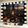 FENNIO Hollywood Vanity Mirror with Lights 32x24.5 Large Lighted Mirror Makeup Mirror with 18 Dimmable LED Bulbs and 10X Magnification 3Color Lighting USB Charging Port for Vanity Desk Tabletop