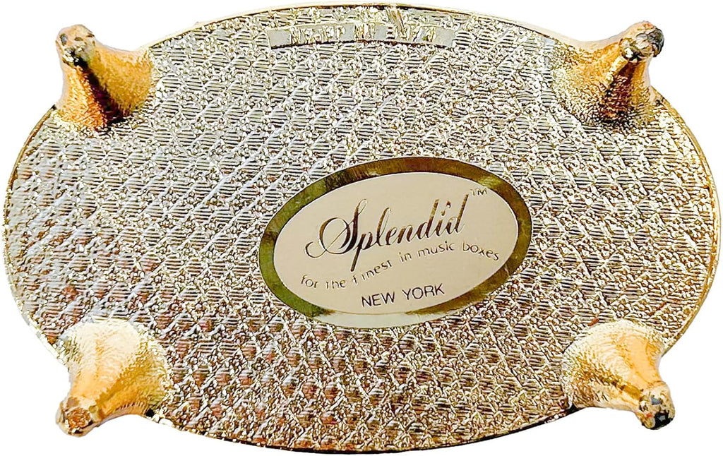 Haelo Elegant Oval Musical Trinket Jewelry Box Plays Tune Candle in The Wind 2.5 x 4 Inch Antimony Ornate Scrollwork with Floral Medallion