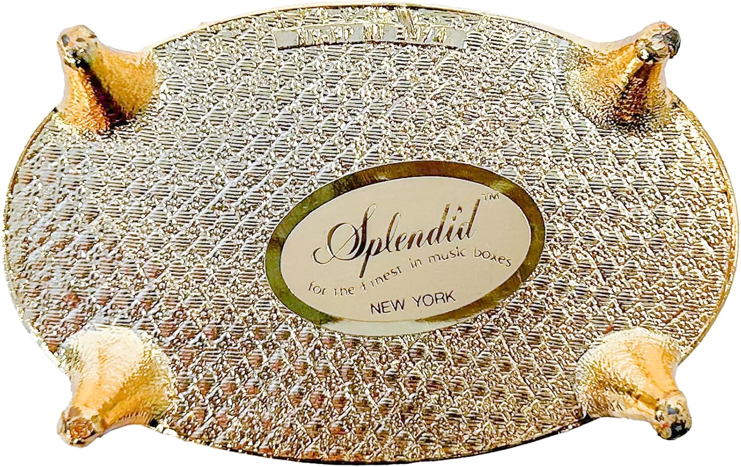 Haelo Elegant Oval Musical Trinket Jewelry Box Plays Tune Candle in The Wind 2.5 x 4 Inch Antimony Ornate Scrollwork with Floral Medallion