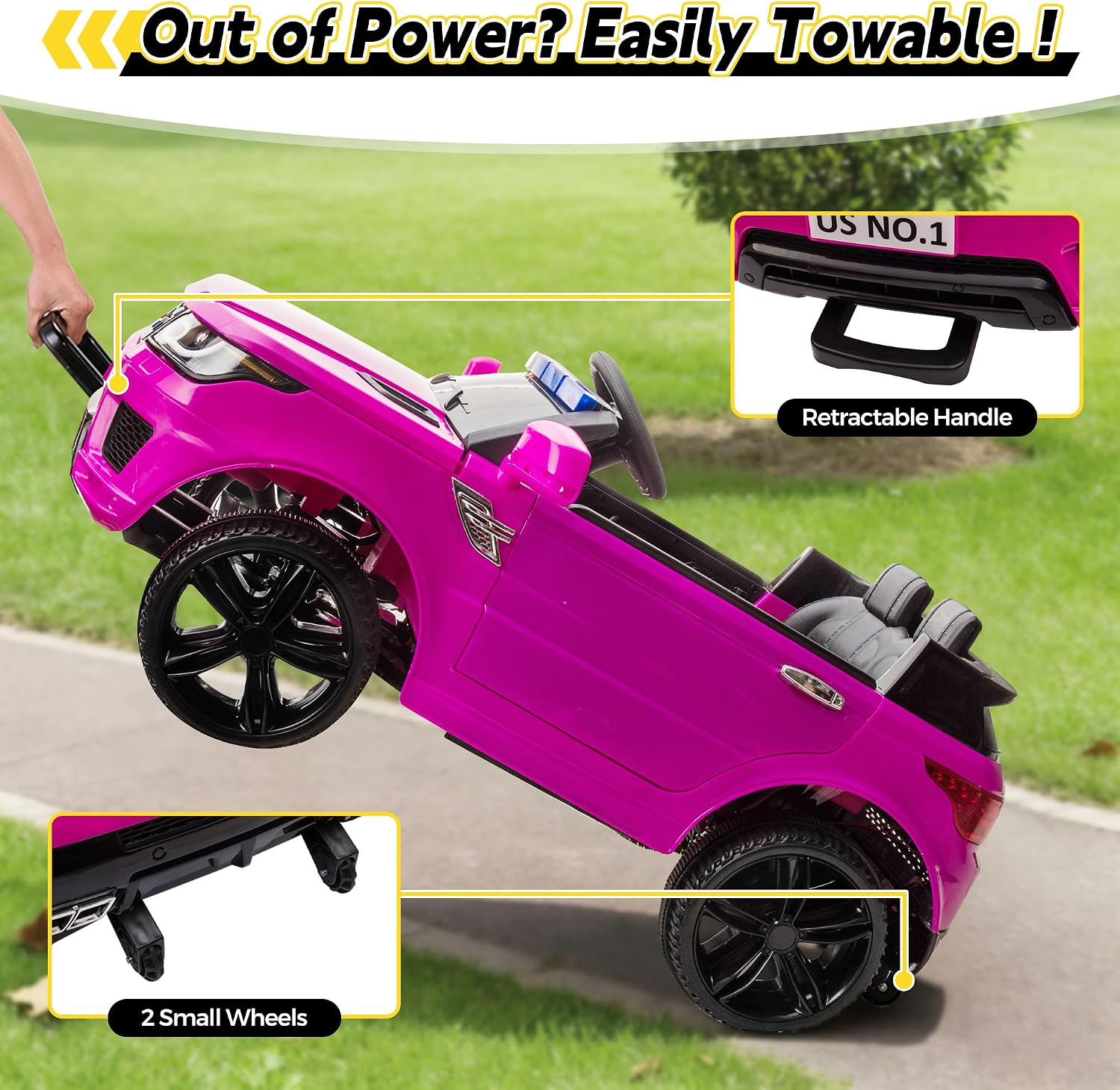 TOBBI 12V Kids Ride On Car with Remote Control Toddler Battery Powered Toy Electric Cars for Girls 1-8 to Drive with Bluetooth, 2 Driving Modes, 3 Speeds, Flashing Lights, Music and Horn