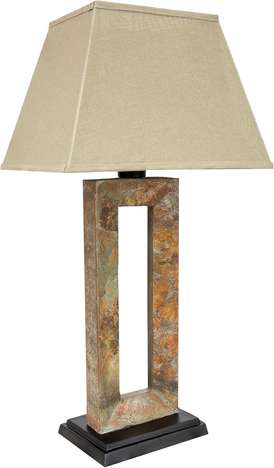 Sunnydaze 31' Slate Outdoor Side Table Lamp with Glass Bulb Protector for Ambient Lighting - Rectangular Modern Lamp for Bedroom, Living Room, or Patio Table Top
