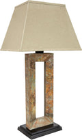 Sunnydaze 31' Slate Outdoor Side Table Lamp with Glass Bulb Protector for Ambient Lighting - Rectangular Modern Lamp for Bedroom, Living Room, or Patio Table Top