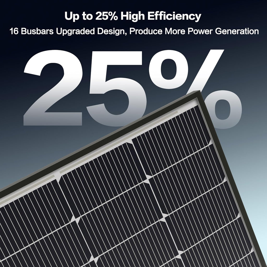 200W Bifacial Solar Panel, N-Type 16BB Monocrystalline Solar Panel, 25% High Efficiency, IP65 Waterproof, for RV Home Boat Marine Off-Grid Solar System