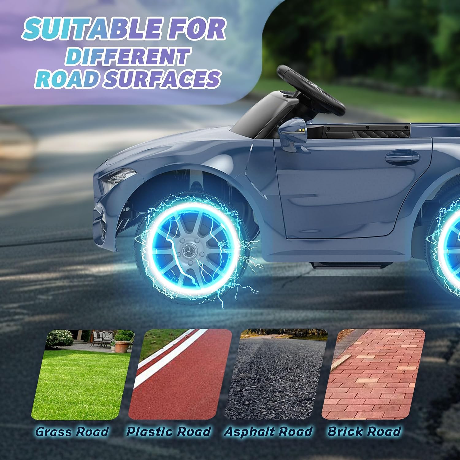 Licensed Mercedes-Benz CLS 350 12V Ride On Car Truck for Kids, Ride on Toys for Toddlers w/Parent Control, Spring Suspension, Power Wheels for Girls w/Bluetooth, Music, LED Lights (Blue)