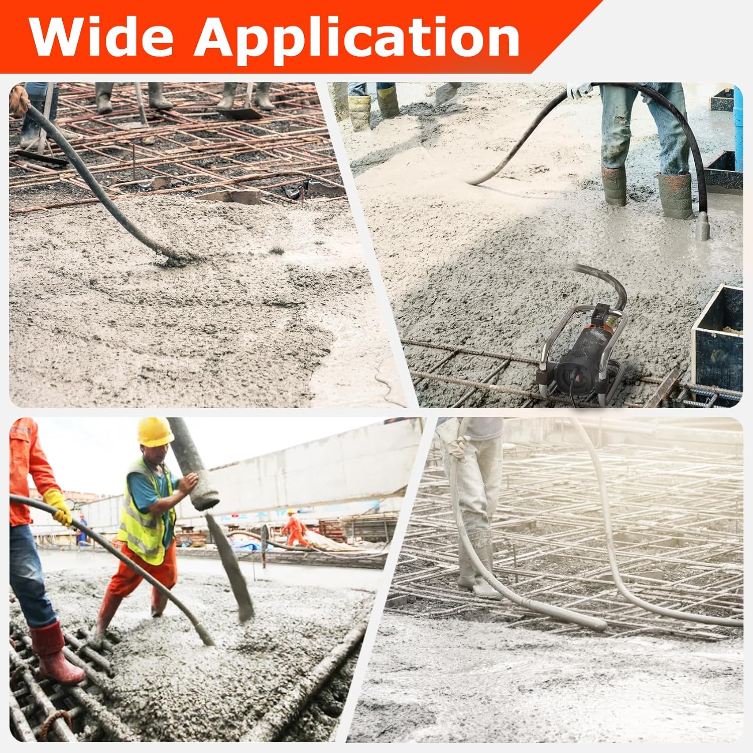 Seeutek Concrete Vibrating Tool - 1500W 16000 RPM Portable Pencil Cement Vibrator to Remove Air Bubbles and Level Concrete with 4.5m (14-3/4ft) Long Shaft Rod, Easy to Use
