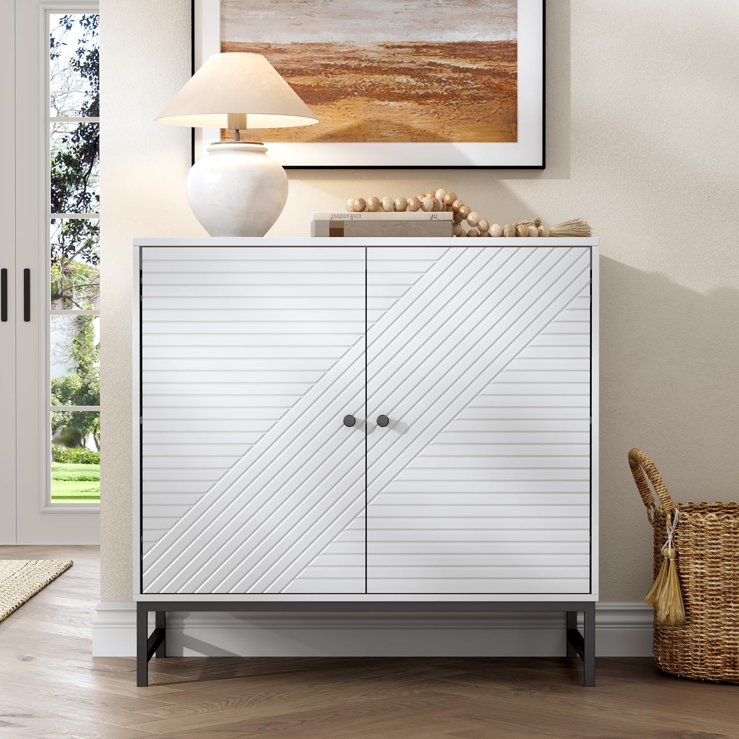 Storage Cabinet with Doors and Adjustable Shelf, Sideboard Buffet Cabinet with Storage, Console Table & Credenza for Living Room, Kitchen, Dining Room