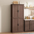 Tradare 71'' Tall Pantry Cabinet, Farmhouse Kitchen Pantry Storage Cabinet with Barn Door and Adjustable Shelves, Rustic Wood Freestanding Cupboard Storage Organizer for Kitchen, Dining Room, Brown