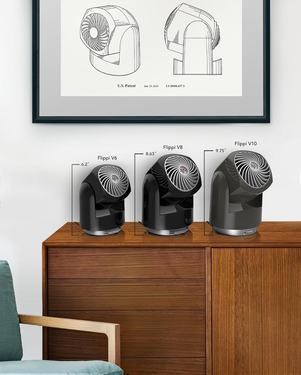Vornado Flippi V6 Compact Air Circulator Fan,Quiet Portable Travel Fan for Desk or Bedroom,Adjustable Head,2 Speeds,Midnight,(Pack of 6)