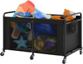 StorageWorks 210 Gallon Pool Float Storage, Mesh Pool Toy Storage Bin with Wheel and Side Pockets, Large Swimming Organizer, Outdoor Noodles Holder, Black