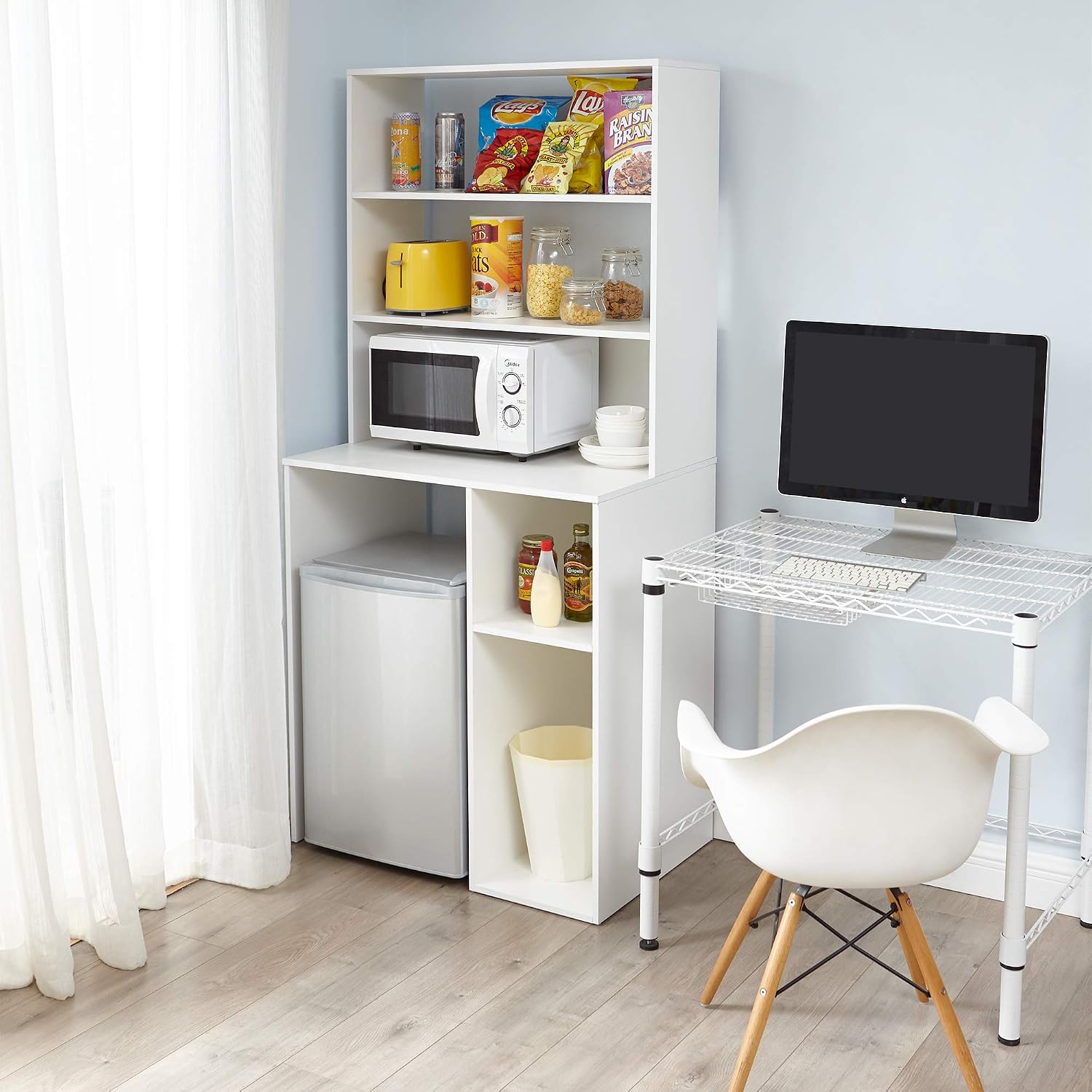 DormCo Yak About It Mini Fridge Dorm Station with Top Shelf - White