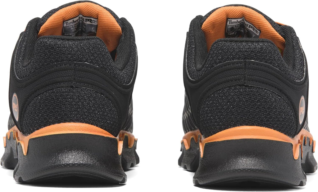 Timberland PRO Men's Powertrain Sport Alloy Safety Toe Industrial Athletic Work Shoe, Black/Orange-2024 New, 12