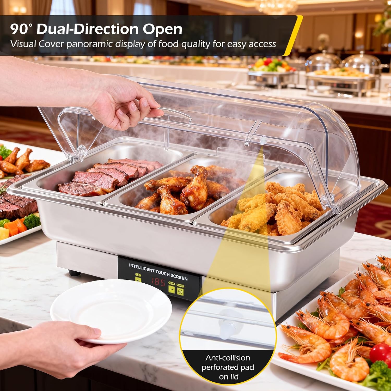 Dyna-Living Electric Chafing Dishes for Buffet, 9.5QT 1/3 Size Pan Chafing Dish Buffet Set 600W Electric Buffet Servers and Warmers with Temp Control Display Food Warmers for Parties Catering Buffet