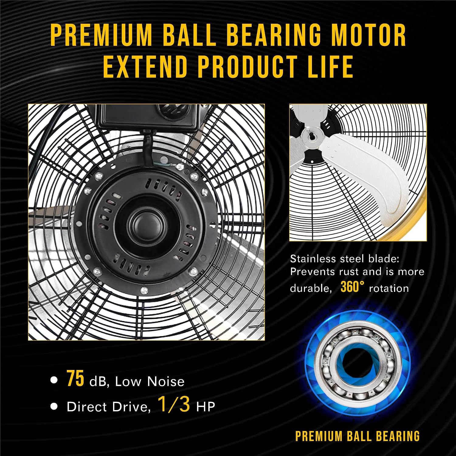 Tornado 24' Metal Drum Fan - High Velocity, 7700 CFM, 3-Speed, Heavy Duty for Industrial & Commercial Use, 1/3 HP Motor, 8 FT Cord, ETL Listed