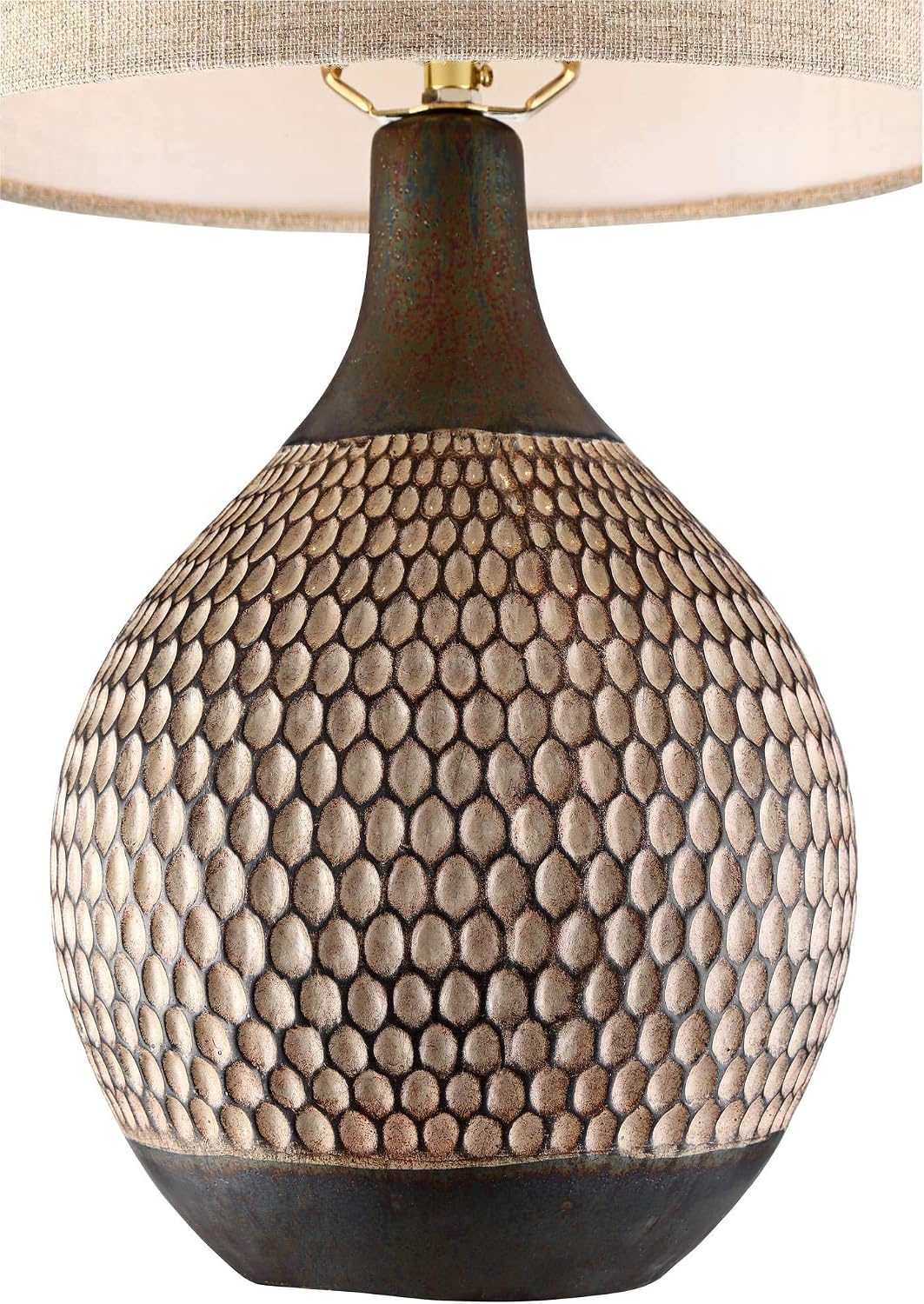 360 Lighting Emma Mid-Century Modern Accent Table Lamp with Dimmer and USB Charging Port 21' High Wood Brown Ceramic Oatmeal Fabric Drum Shade for Cottage Core Living Room Desk Bedroom House Bedside