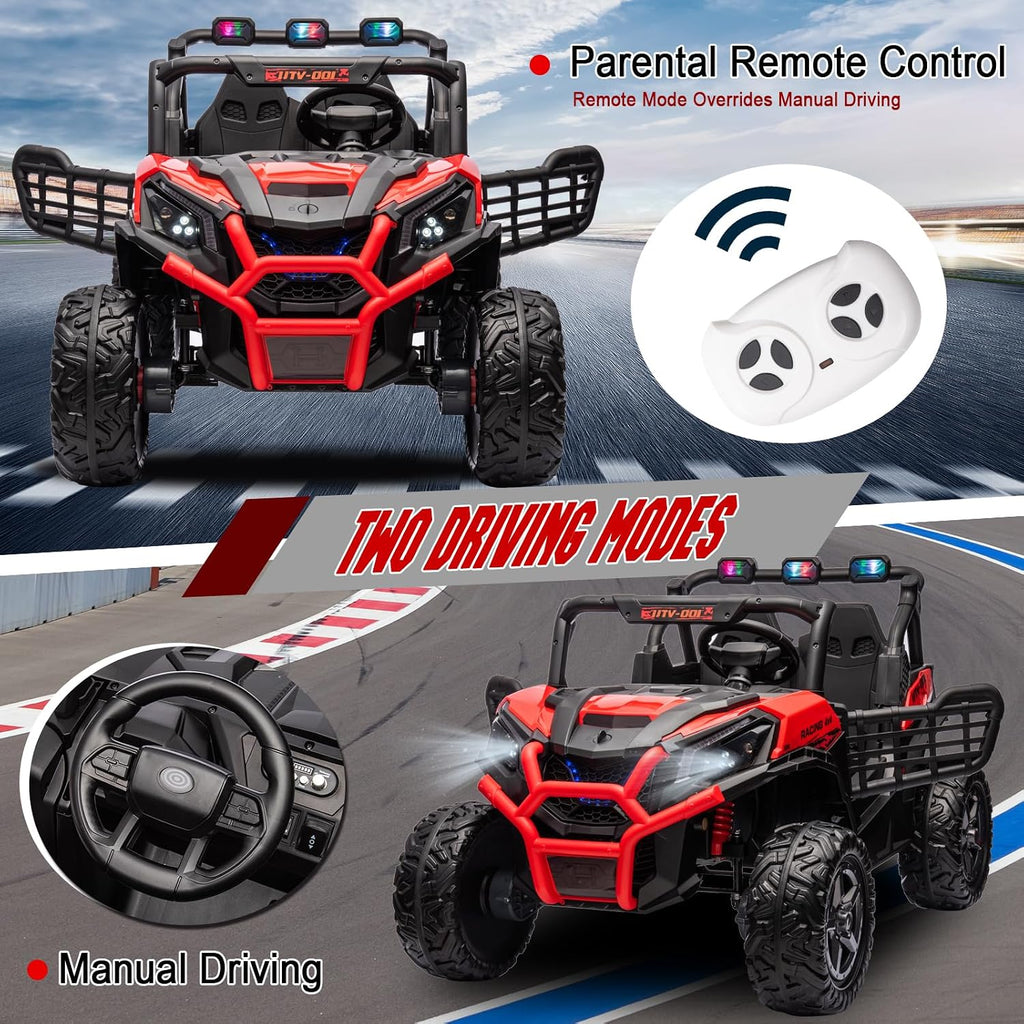 4WD UTV 24V Ride On Toys for Big Kids Ride On 2 Seater Ride On Toys Kids | 2 Seater Ride On Car for Kids Side-by-Side UTV Electric Cars for Kids Electric Ride Car Ride On Toys for Kids 4-8
