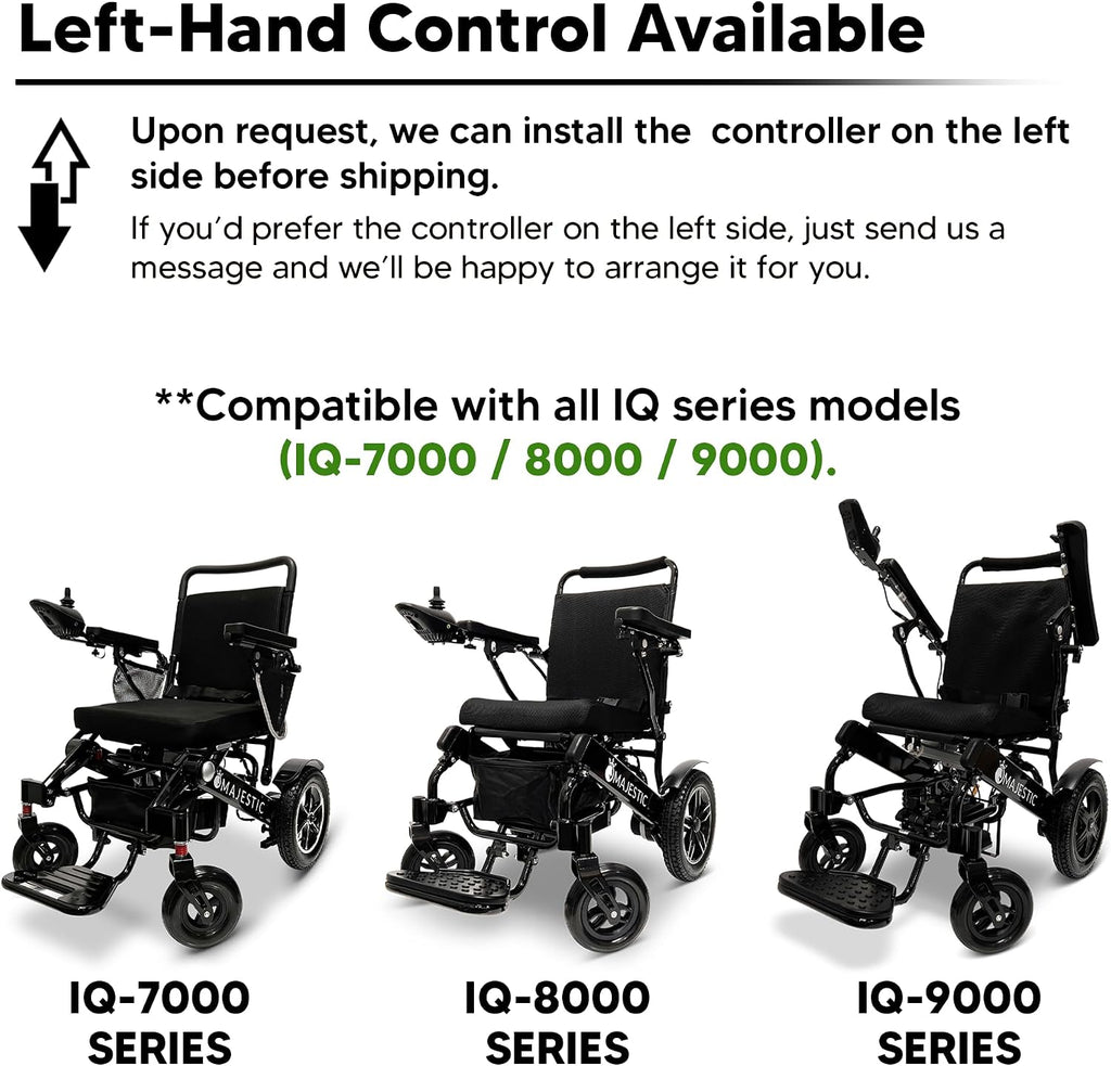 Electric Wheelchairs for Adults, 350 lbs Capacity, Up to 13 Miles Range, Lightweight Wheelchair for Seniors,Remote Controlled Wheel Chair, All Terrain, Airline and Cruise Approved, IQ-7000 by Majestic