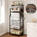 Mini Fridge Stand Microwave Combo Cabinet Station With Small Refrigerator Insert Storage Space, Shelf Organizer Unit For Dorm Room Coffee Bar To Sit, Big Table With Power Outlet To Go Over Fridge