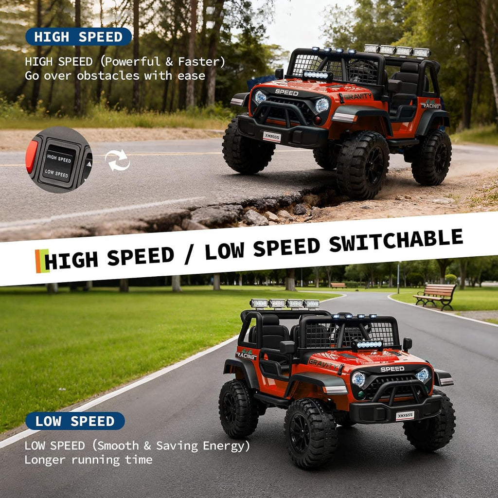 24V Ride on Car for Kids, 2 Seater Electric Truck with Parent Remote Control, Spring Suspension, 2 Speeds, LED Headlight & Music Player, Kids Electric Vehicle for Aged 3-8 Years, Red
