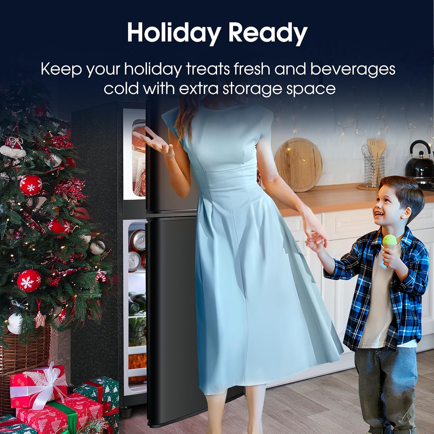 Anypro 3.2 Cu.Ft Fridge with Freezer, Double Door Refrigerator with Freezer, Temperature Control, Adjustable Shelves, Fridge for Office, Bedroom, Dorm, Garage, RV