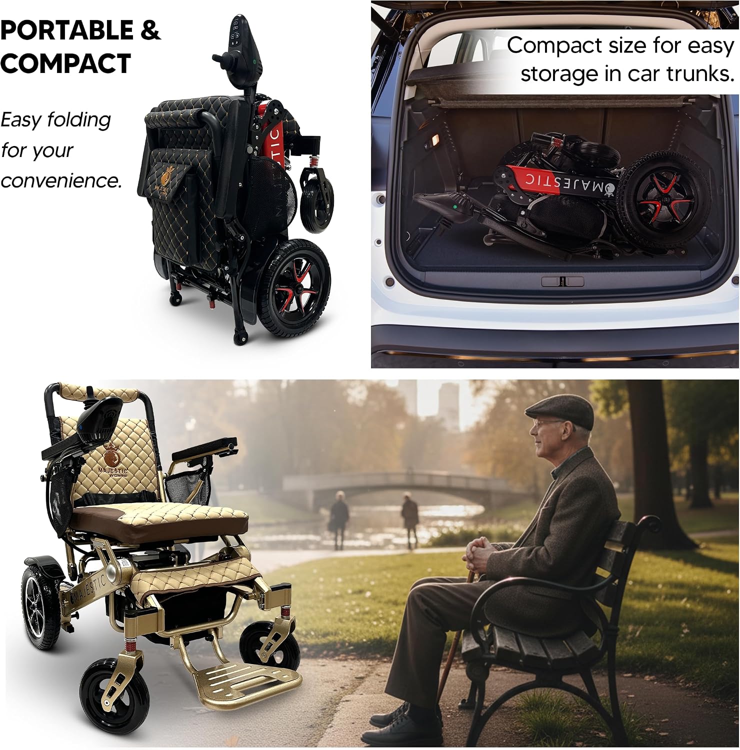 Electric Wheelchairs for Adults, 350 lbs Capacity, Up to 13 Miles Range, Lightweight Wheelchair for Seniors,Remote Controlled Wheel Chair, All Terrain, Airline and Cruise Approved, IQ-7000 by Majestic