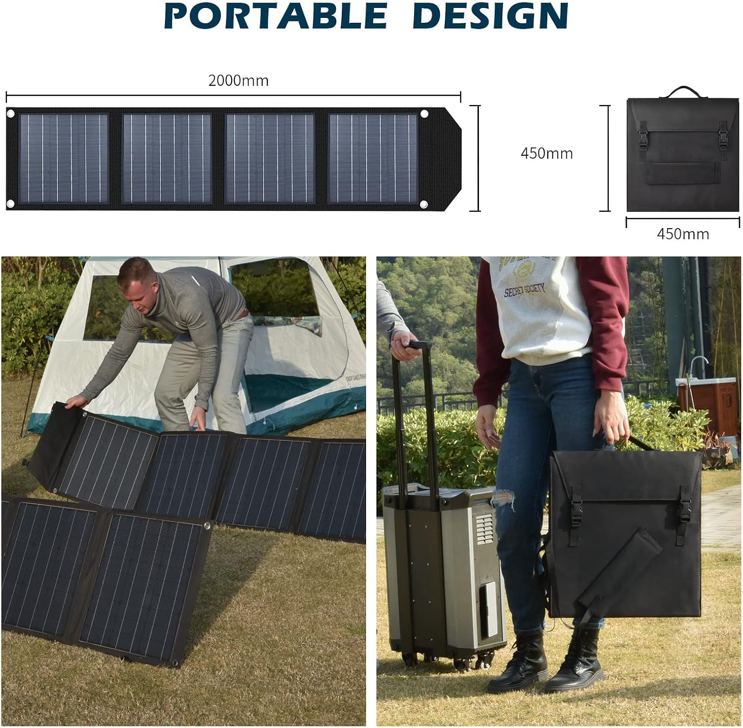 HOTWAV 120W Foldable Solar Panel for Power Station Generator, IP66 Portable Solar Panel kit with MC-4 Output, Monocrystalline Solar Panel Suitcase