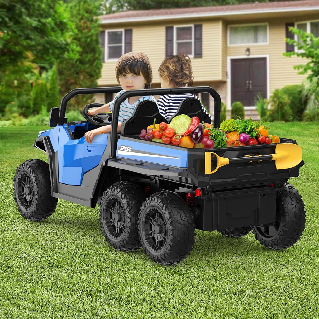GarveeLife 24V 2 Seater Ride on Dump Truck with Remote Control for Big Kids, 4WD 6 Wheels Ride on Car w/Music Player & LED Lights, Ride Toy Gift for Kid