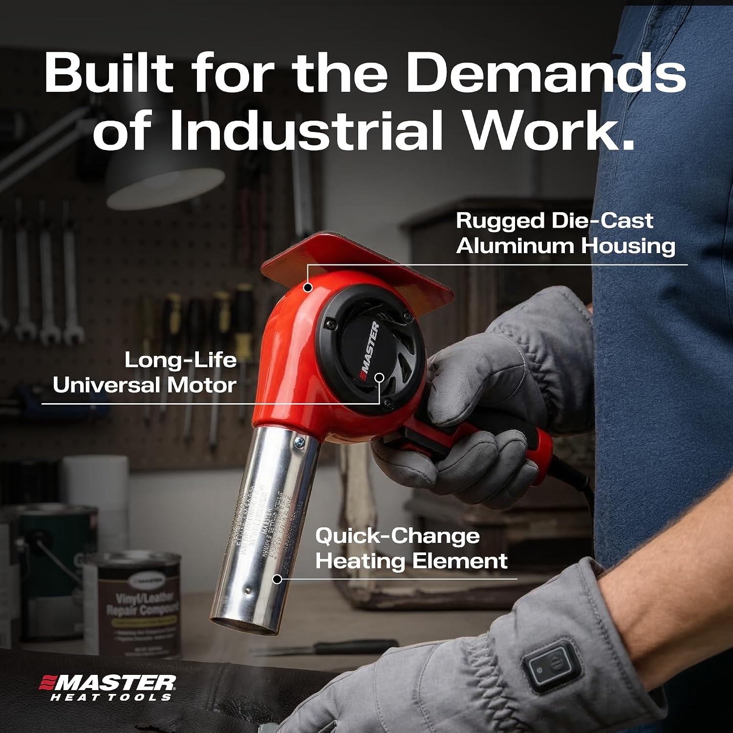 Master Appliance HG-801D Industrial Heat Gun, Quick Change Plug-In Heating Element, 1400° F, 120V, 2220W, 18.5 Amps, Engineered In USA