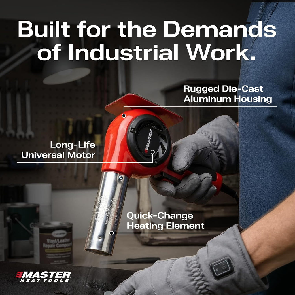 Master Appliance HG-301D Industrial Heat Gun, Quick Change Plug-In Heating Element, 800° F, 120V, 1440W, 12 Amps, Engineered In USA