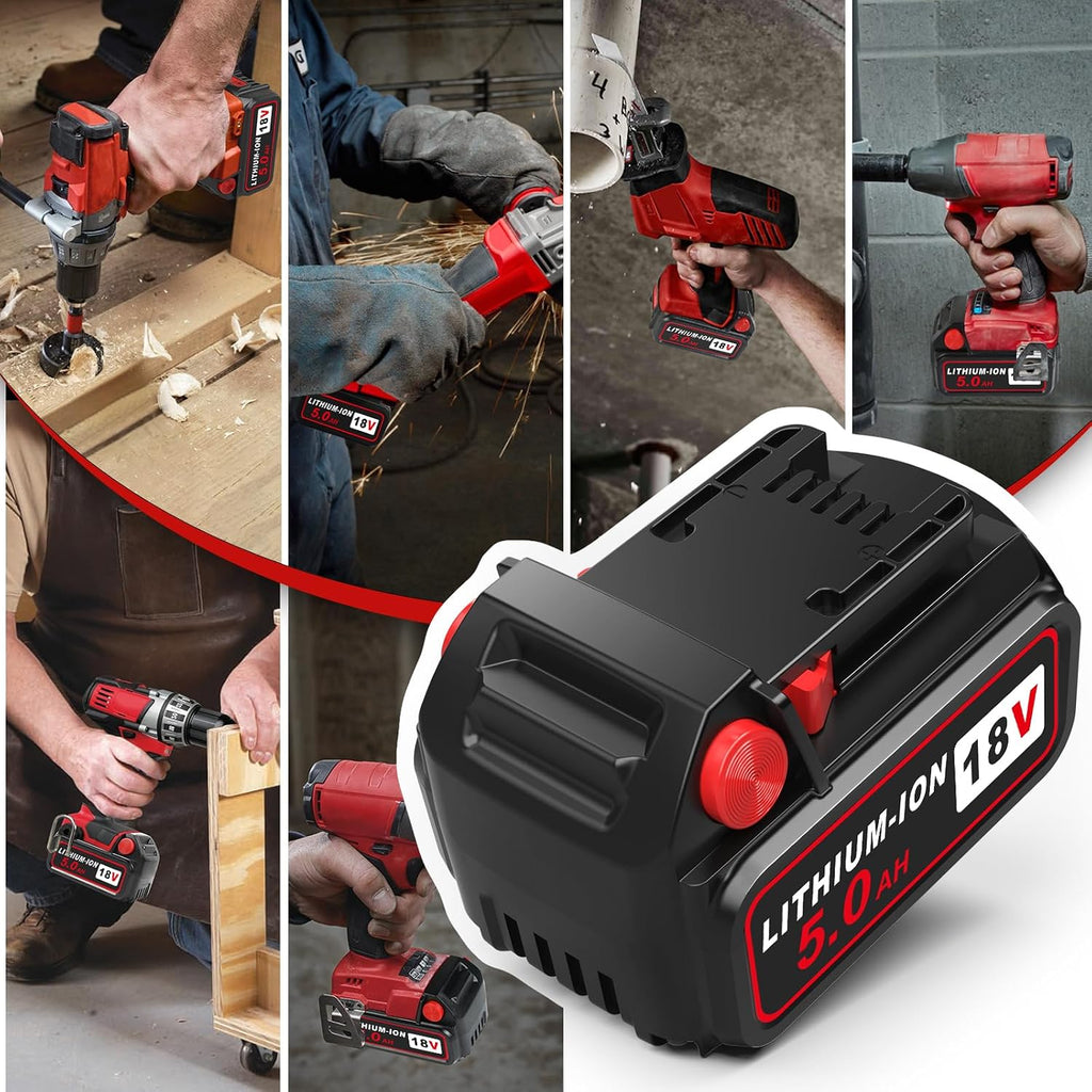 Abeden 18V Battery 4 Pack 5.0Ah Replacement for Milwaukee m18 Battery and m18 Charger Set, Compatible with Milwaukee 18V Cordless Power Tools