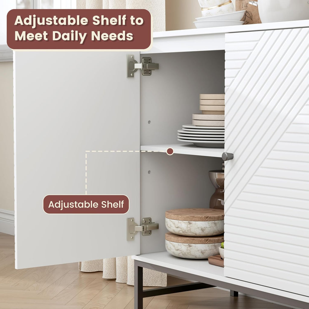 Storage Cabinet with Doors and Adjustable Shelf, Sideboard Buffet Cabinet with Storage, Console Table & Credenza for Living Room, Kitchen, Dining Room