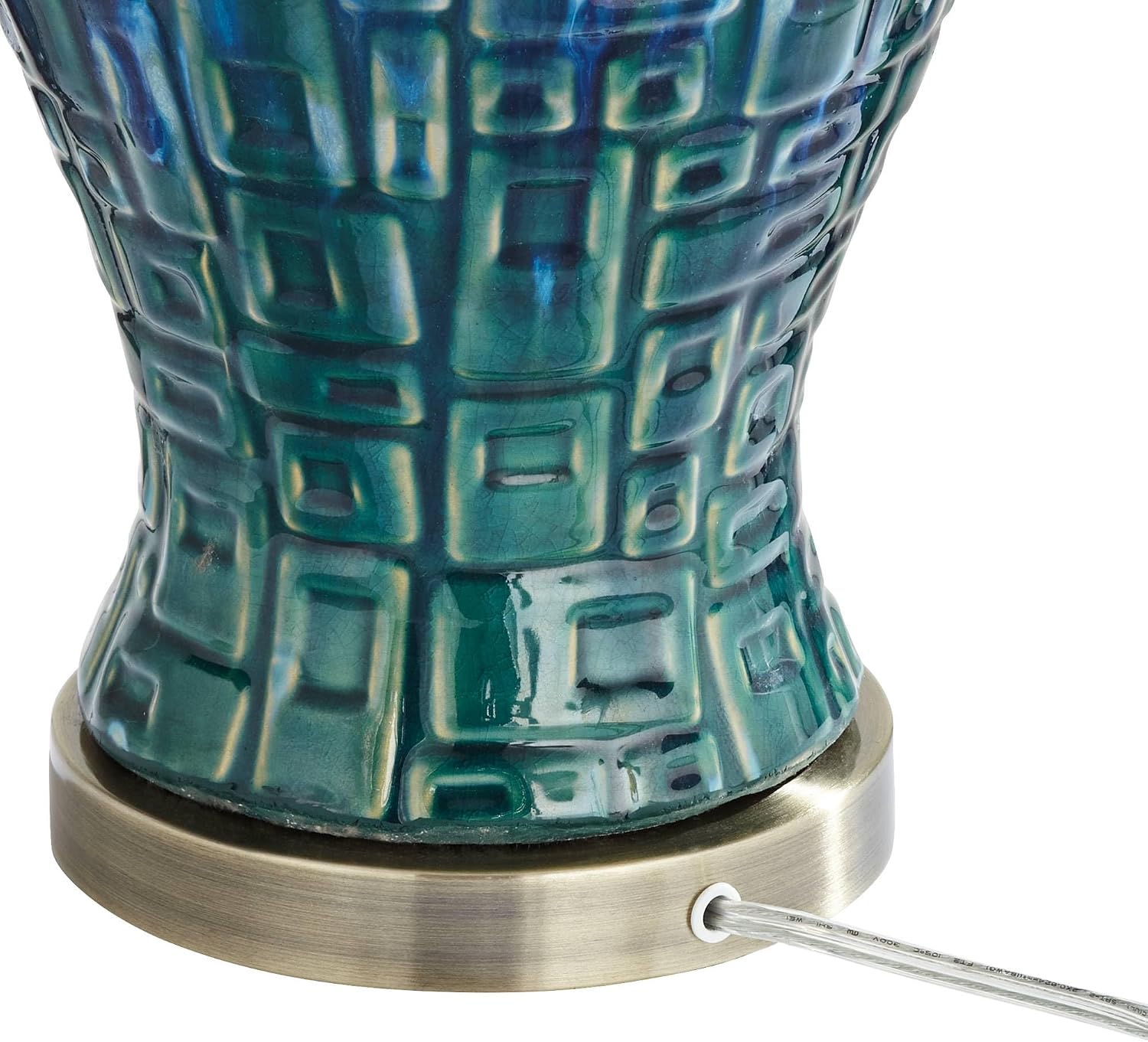 Possini Euro Design Antique Asian Style Temple Jar 3-Way Table Lamps with Table Top Dimmer Handmade 27' Tall Teal Color Ceramic White Fabric Empire Shades for Living Room Bedroom House (Colors May