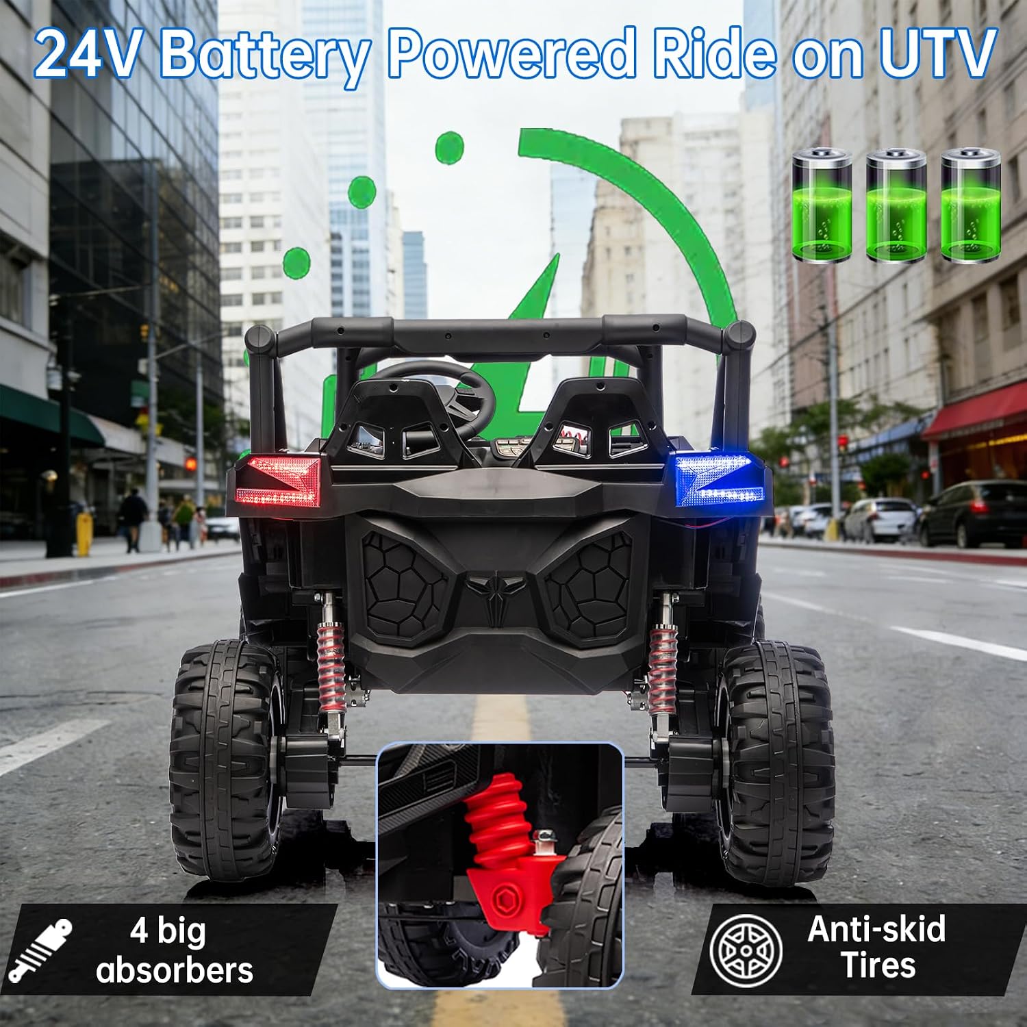 Kid Police 4WD UTV 24V Ride On Toys for Big Kids 2 Seater Ride On Toys Kids | 2 Seater Ride On Car for Kids Side-by-Side UTV Electric Cars for Kids Electric Ride Car Ride On Toys for Kids 4-8