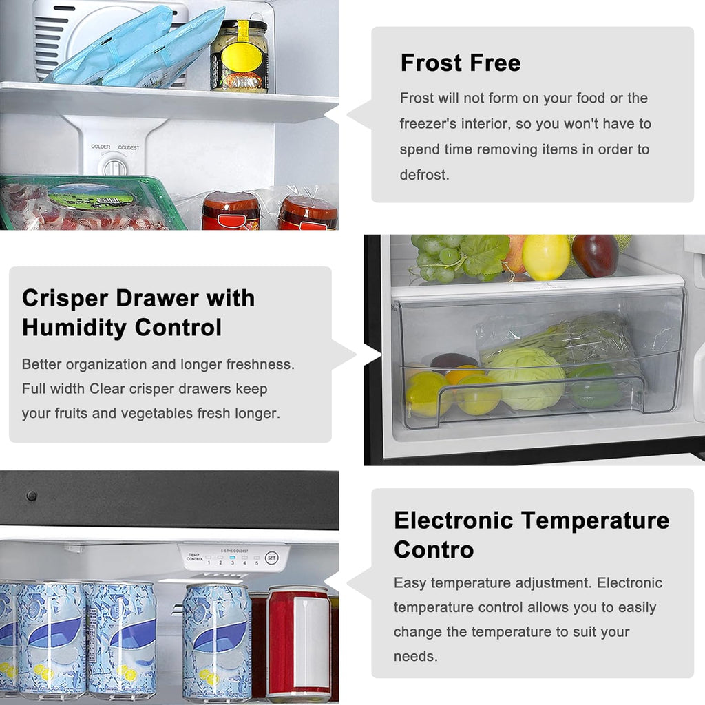 Galanz GLR10TBEEFR Retro Refrigerator with Top Freezer Frost Free, Dual Door Fridge, Adjustable Electrical Thermostat Control, 10 cu ft, Blue