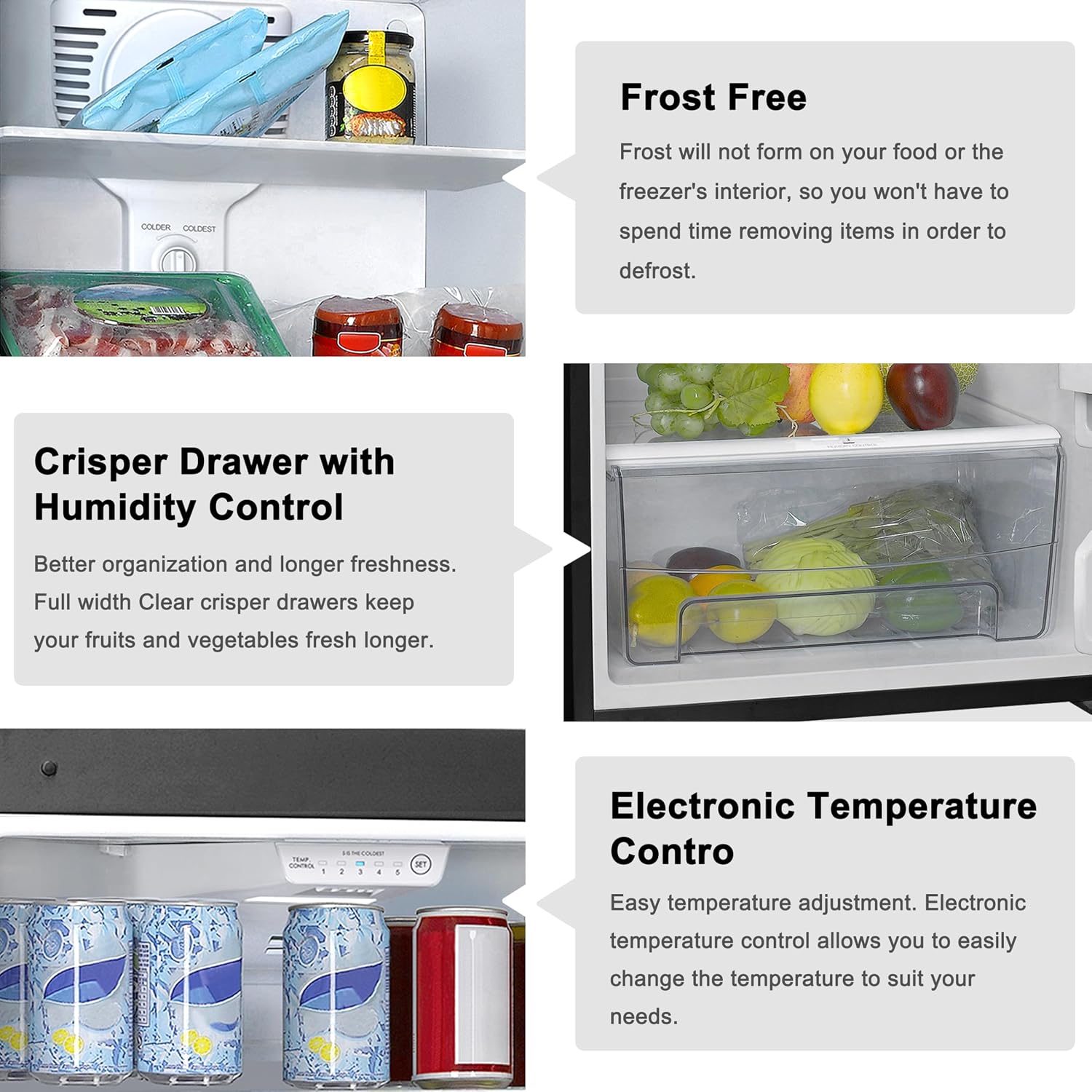 Galanz GLR10TBEEFR Retro Refrigerator with Top Freezer Frost Free, Dual Door Fridge, Adjustable Electrical Thermostat Control, 10 cu ft, Blue