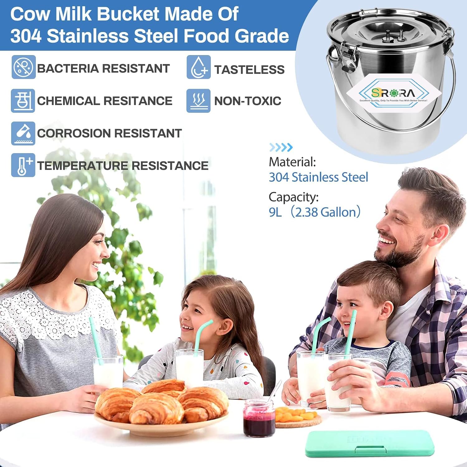 9L Cow Milking Machine, Rechargeable Battery Adjustable Pulse Vacuum Electric Cow Milking Machine,Portable Milking Machine,Individual Pulsation Adjustment, Udder Protection