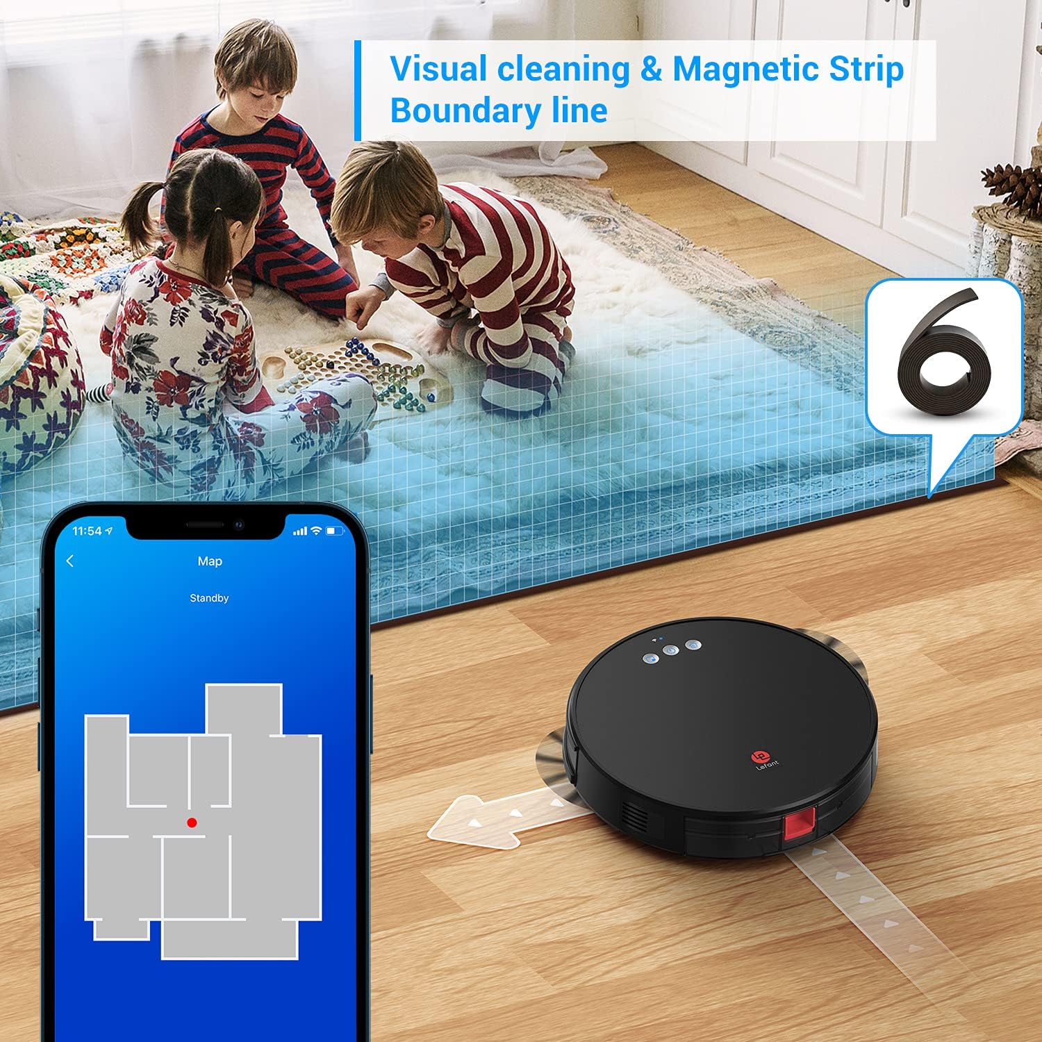 Lefant Robot Vacuum and Mop, Robotic Vacuum Cleaner with 3200Pa Suction, Smart Navigation, 150 Mins Runtime, Works with Alexa and Google Assistant, Self-Charging, Ideal for Pet Hair,Floor,Carpet（U180）
