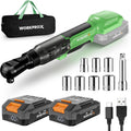 WORKPROX Electric Ratchet Wrench 3/8' Set, 20V Cordless Ratchet Wrench Kit, 74Ft-lbs, 250RPM, Battery Powered Ratchet with LED Light, 2-Pack 2000mAh Batteries, 7 Sockets & 3' Extension Bar
