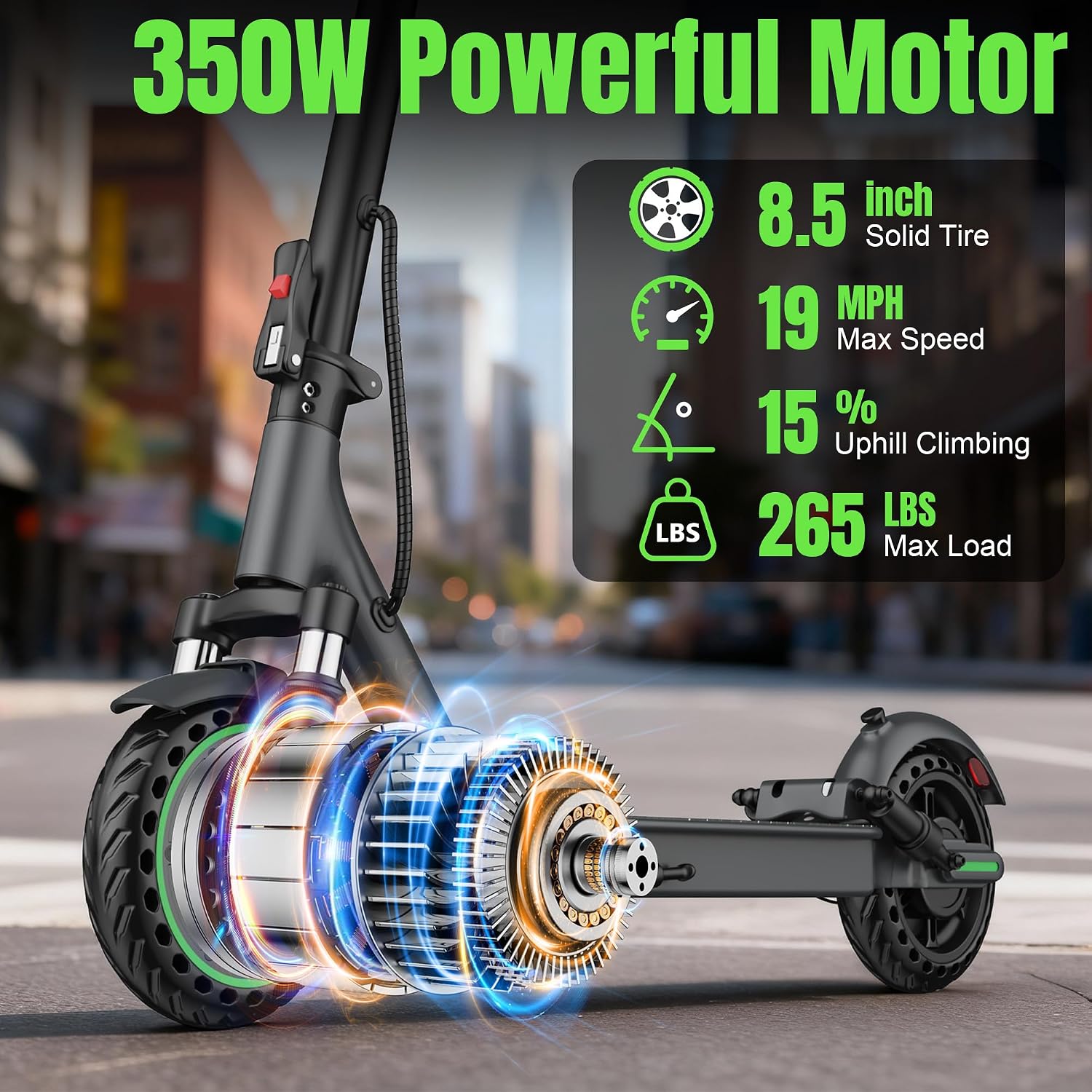 VOLPAM Electric Scooter, 500W/350W Strong Motor, Max 22/19 MPH Top Speed & 22/17 Miles Range, 10'/8.5' Foldable E Scooter with Smart APP, Cruise Control