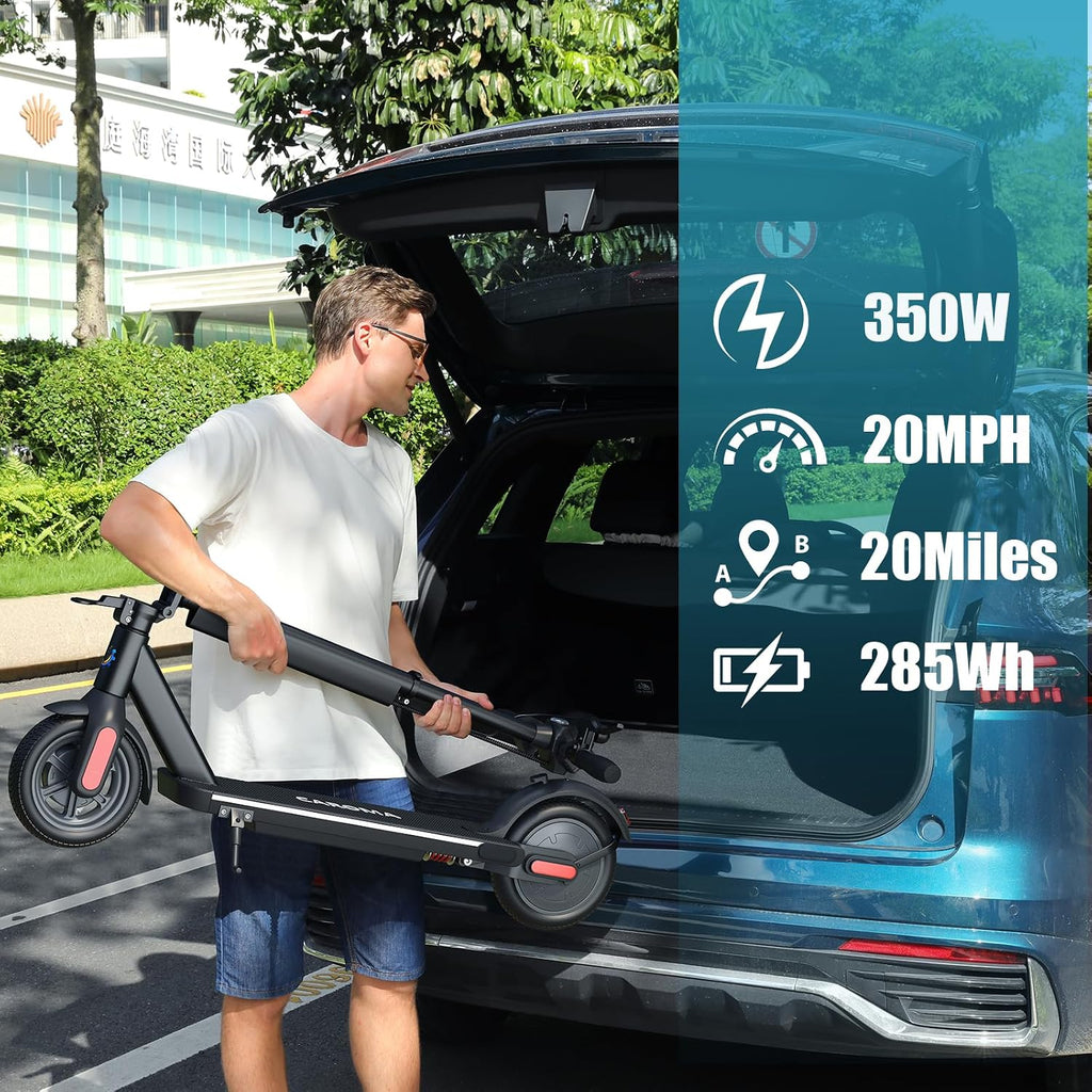 Caroma Electric Scooter Adults, 350W/500W Motor, Top Speed 20/25 Mph & 30 Miles Range, 8.5' Solid Tires, Cruise Control E Scooter for Adults