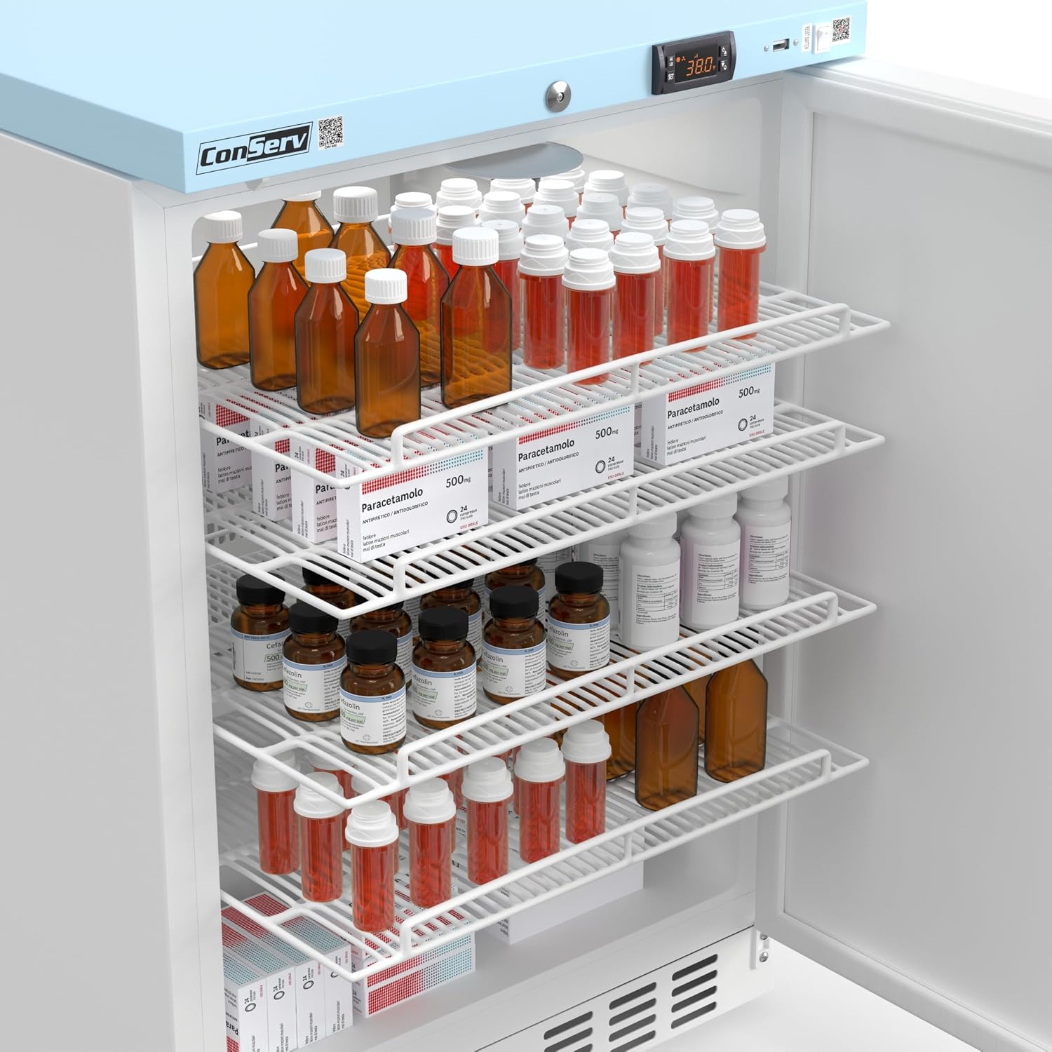 Conserv 24' Pharmacy Refrigerator, 3.9 Cu.Ft Medical Vaccine Fridge, WiFi Temperature Monitoring, Lock & Alarm, Built-In or Freestanding, ETL Listed, 110V