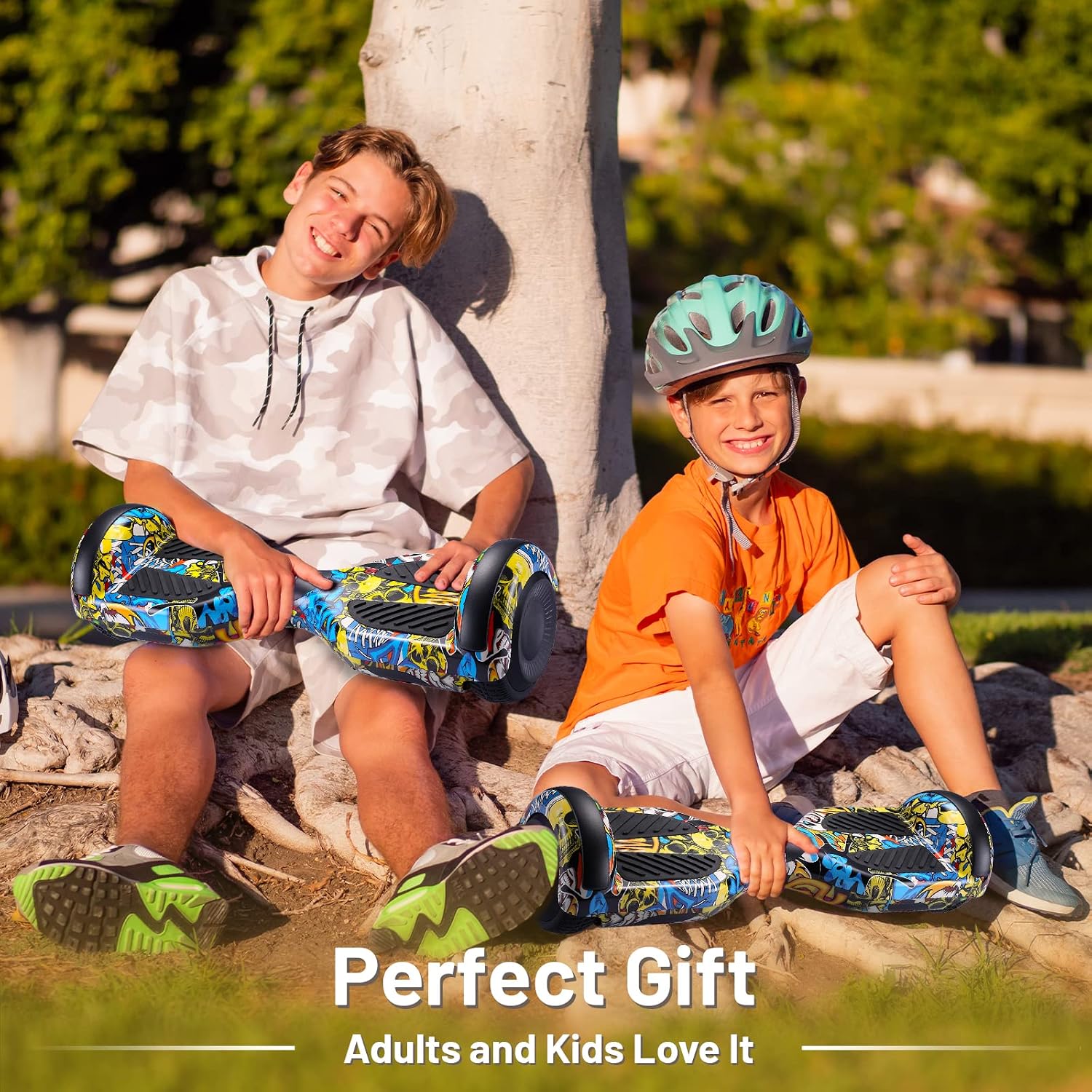SIMATE Hoverboard, Bluetooth All Terrain Hover Boards with LED Lights and APP Control, Gifts for Kids Adults Girls Boys, for All Ages