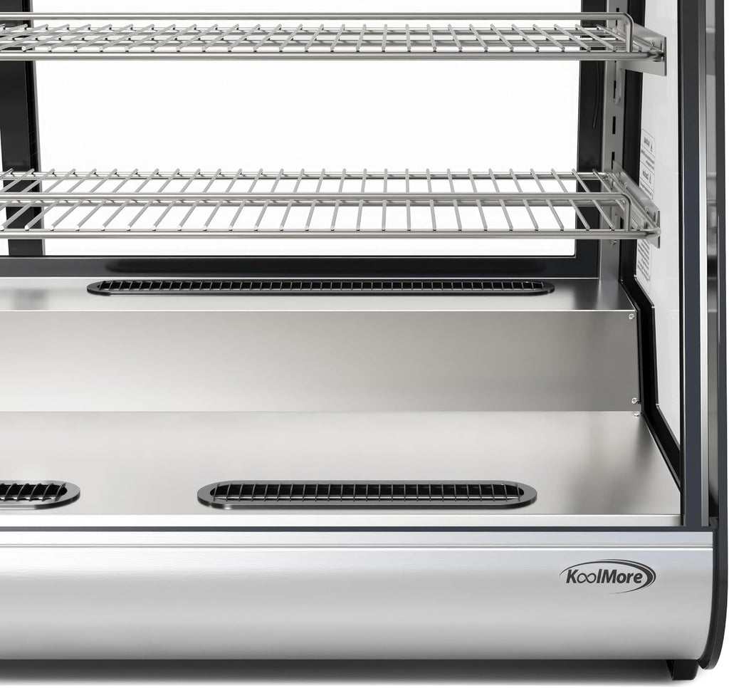 KoolMore 48 in. Refrigerated Bakery Display Case with Clear Glass Front, Sliding Rear Doors, LED Lighting, Adjustable Temperature, and Dual Shelving in Stainless-Steel, 7 cu. ft. (CDC-7C-SS)
