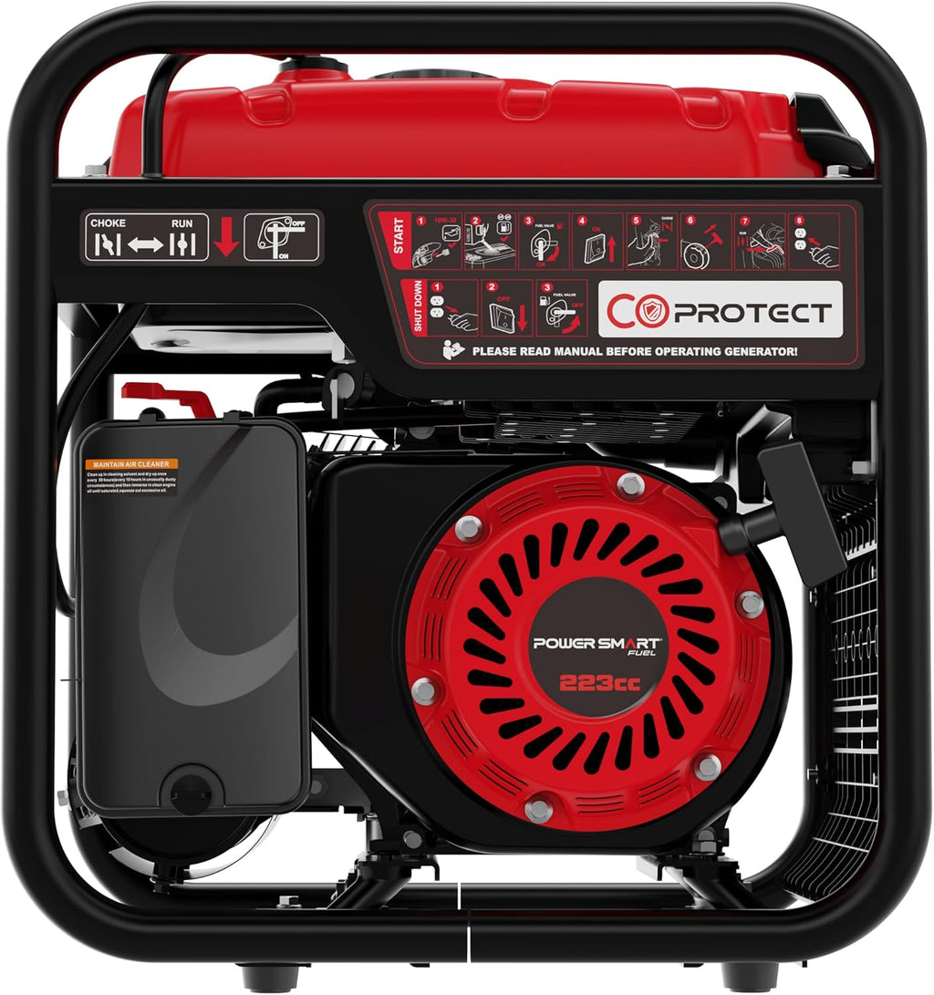 PowerSmart 4500W Portable Inverter Generator with CO Alarm, 223cc Gas Powered Engine, Quiet Run for RV Ready, Home Backup, Emergency, & Camping, EPA Compliant, Parallel Ready