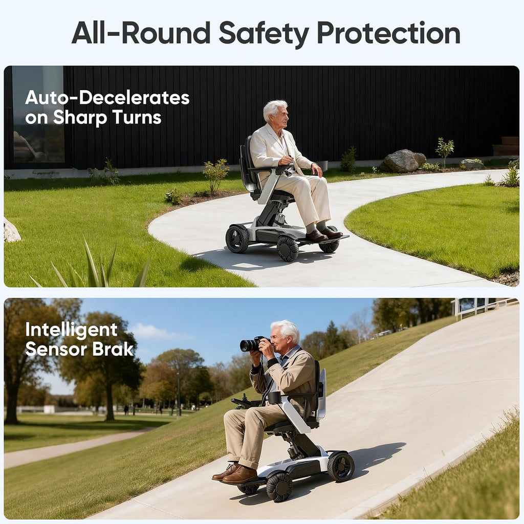 Electric Wheelchair for Adults with Remote Control & Electric Lift, Foldable Power Chair with Adjustable Ergonomic Backrest, Dual Motor All-Terrain Performance for Indoor & Outdoor Use, White