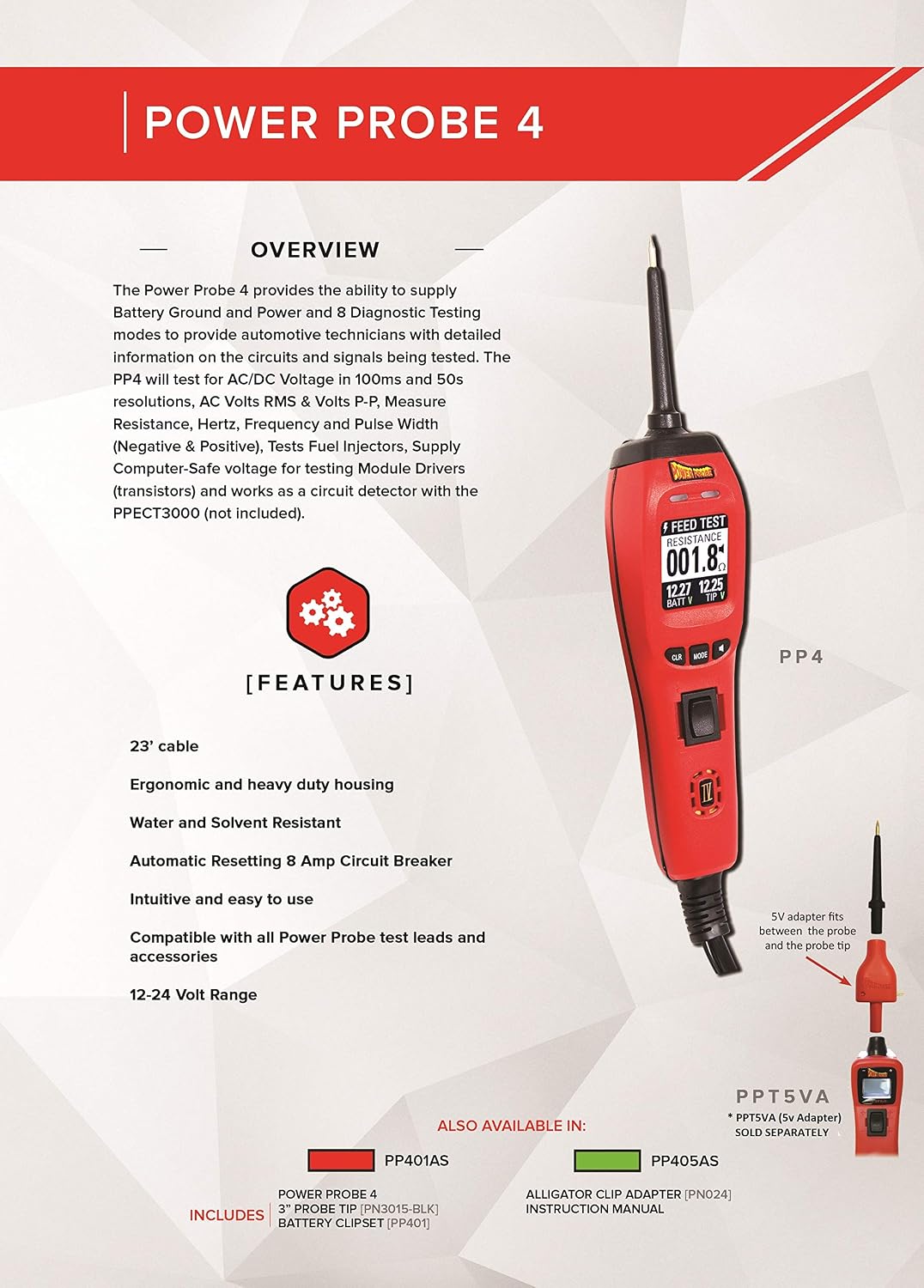Power Probe IV - [Car Automotive Diagnostic Test Tool, Digital Volt Meter, AC/DC Current Resistance, Circuit Tester (Green)