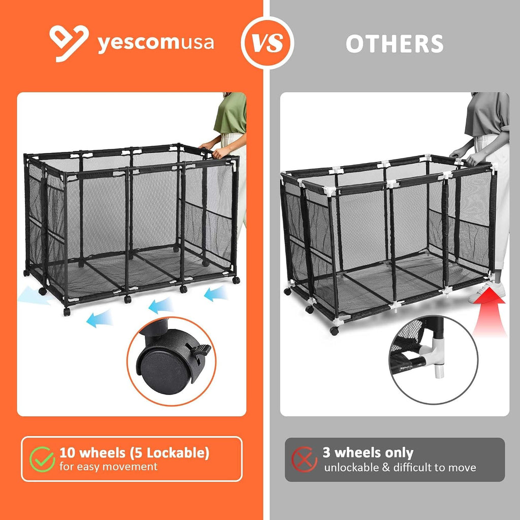 Yescom 2 Pack Pool Float Storage Bin Basket for Toy Raft Noodles Outdoor Metal Frame Mesh Net Rolling Organizer Cart Sturdy Large Black 2026